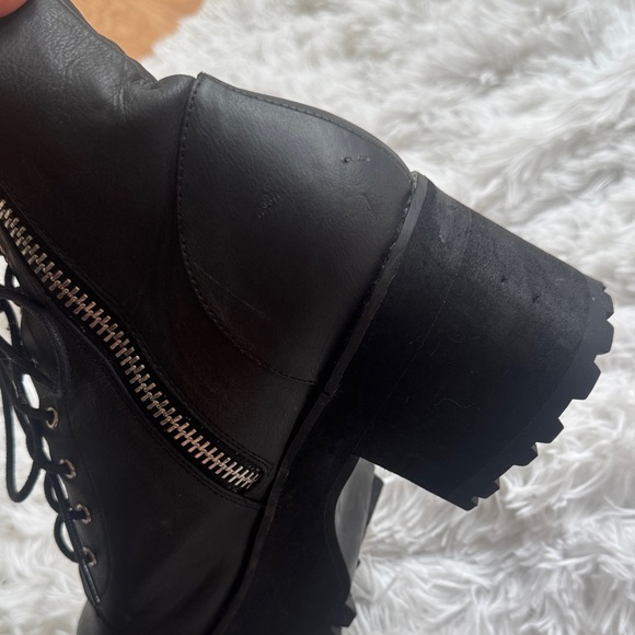 Dolls kill current mood raven Black Platform Lace-Up heeled Boots - Picture 6 of 6